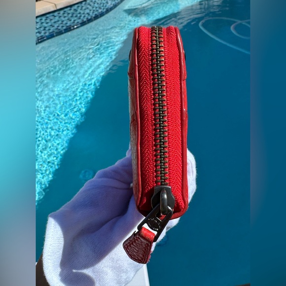 Coach Mickie Zip Wallet Red and Gunmetal EUC - Picture 7 of 14